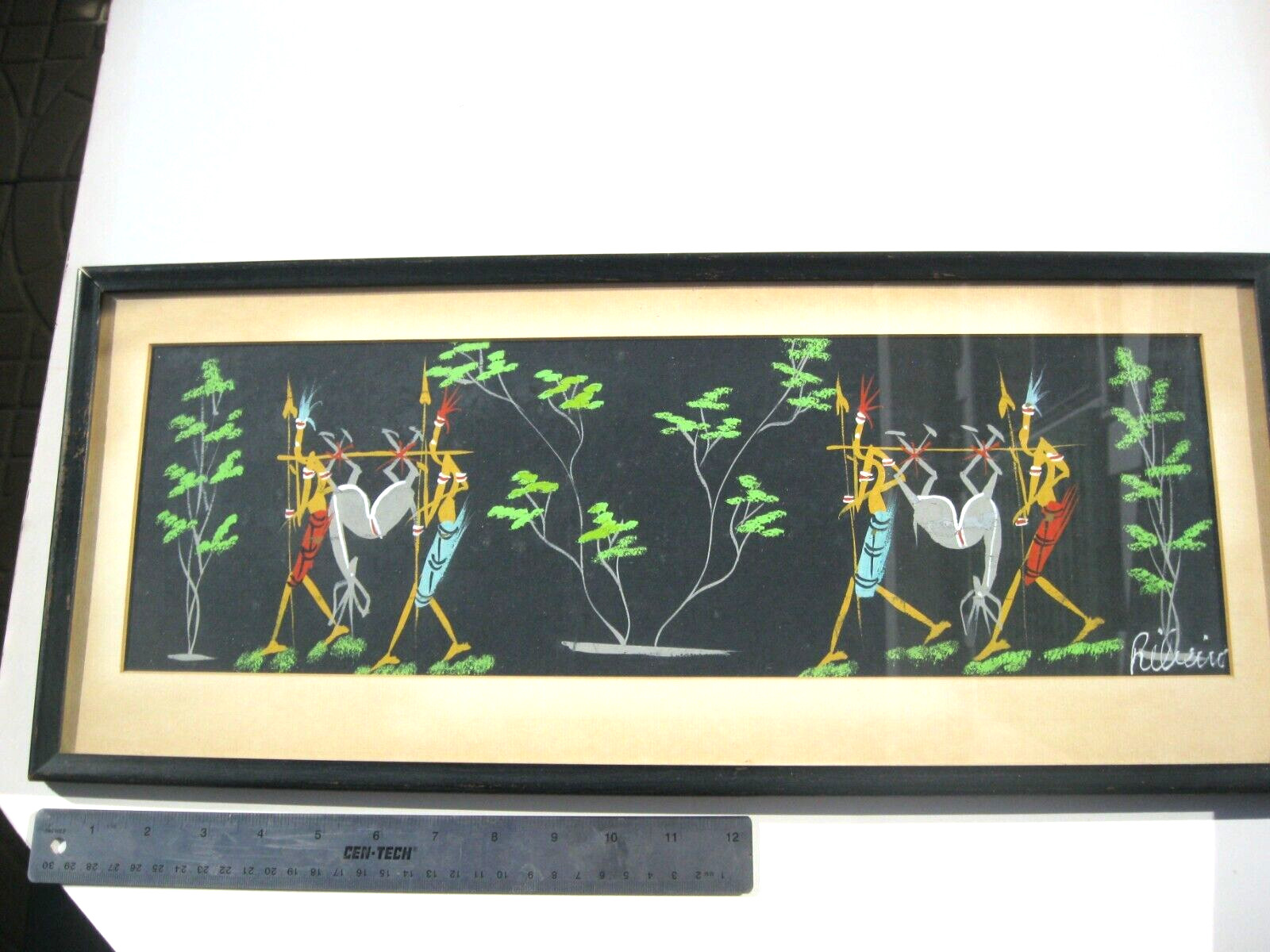 Nigerian african painting mid century signed