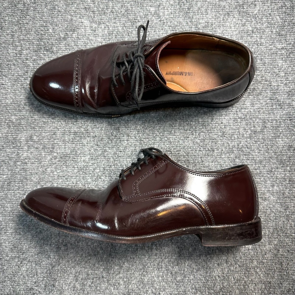 Johnston Murphy Dress Shoes Mens 11 D Burgundy Leather Lace  display picture 3