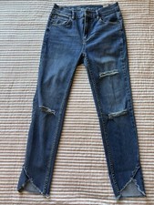 We The Free By Free People Distressed Skinny Jeans Midrise Raw Hem Denim Sz: 26