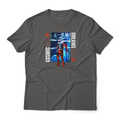 Cosmic Dreams Floating Astronaut Retro Graphic T-Shirt Unisex Lightweight Cotton