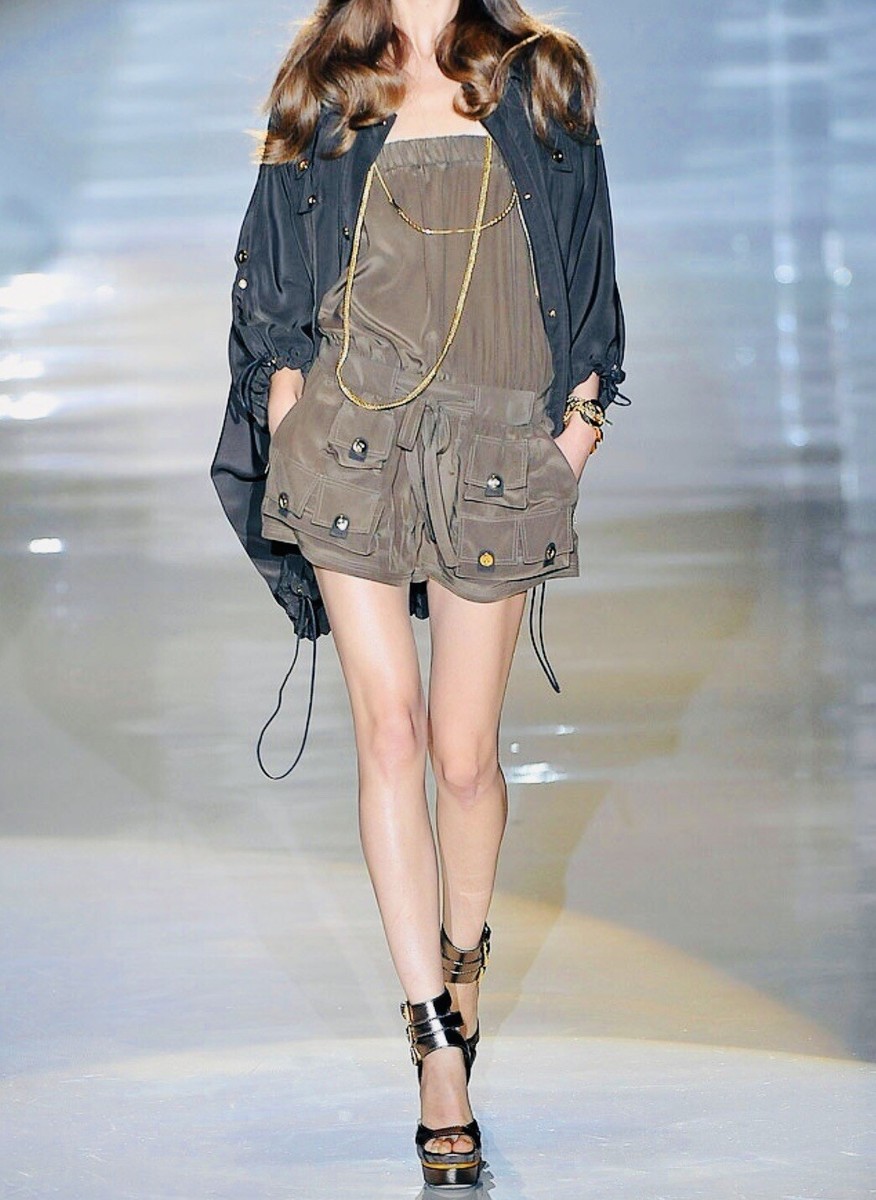 GUCCI Spring 2009 Brown 100% Silk Button Pocket Women's Short