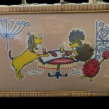 Vintage Simon Wicker Vinyl Purse Poodle Dog Lunch Date Drinks Hong Kong Handbag