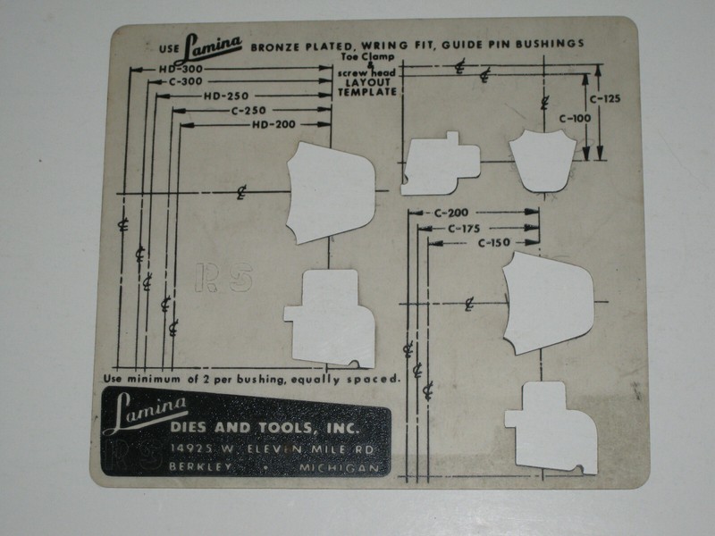 Lamina Die & Tools Bronze Plated Wring Fit Guide Pin Bushings  Template Drafting