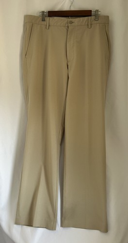 FootJoy Mens Pants Beige 35x32 Stretch Polyester Chino Golf Flat Front Pants