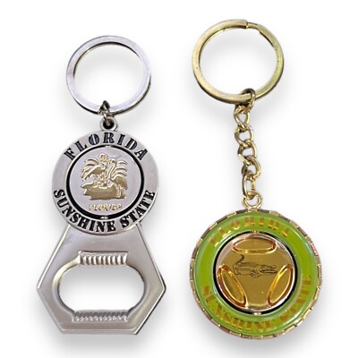 Florida The Sunshine State Spinner Bottle Opener & Crocodile Spinner Keychains