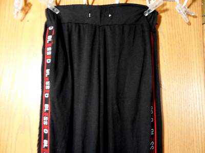 REDFOX Sleep Sweat Workout Pants M Black Red side line Soft Stretch ''Blessed''