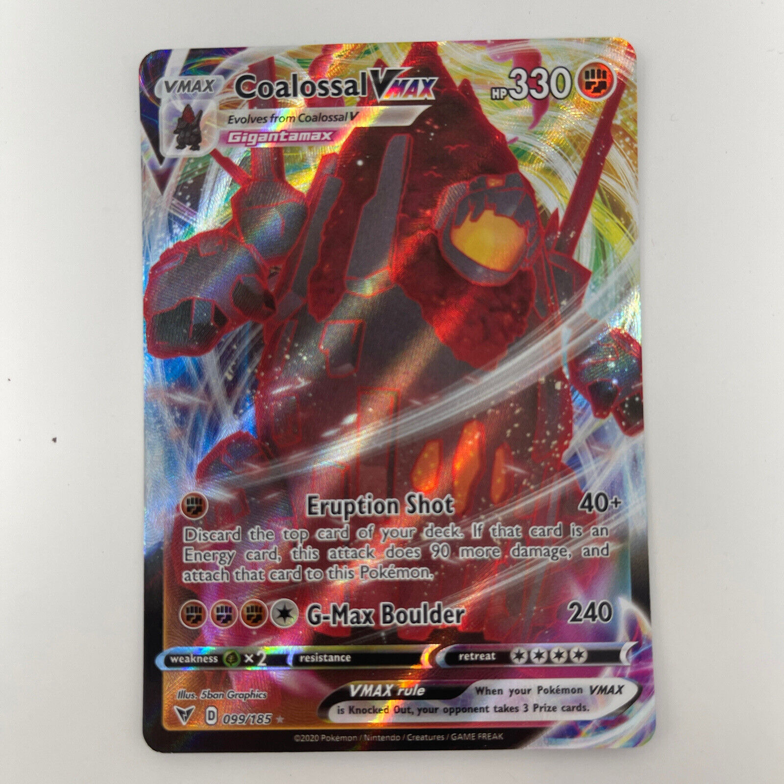 Juego de cartas Pokemon Vmax - Coalossal VMAX 99/185 y Coalossal V 98/185 -  Voltaje vívido - Lote de cartas ultra raro