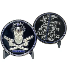 CL8-14 REMEMBER Thin Blue Line Back the Blue Beard Gang Skull Police Challenge C