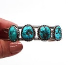 Navajo Style Bracelet Sterling Silver Turquoise 4 Stones Arizona Signed 28.25g — photo 6