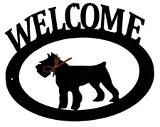 Schnauzer Handcrafted Metal Welcome Sign black silhouette Made in the USA