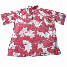 VTG Reyn Spooner Men s Pullover Hawaiian Shirt Sz XL Reverse Floral Print Red