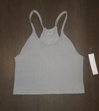 NEW ODODOS RIBBED SEAMLESS CROPPED RACERBACK TANK TOP SIZE M/L