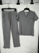FIGS Technical Scrub Set Catarina Top Womens XS Dark Space Zamora Jogger Pants