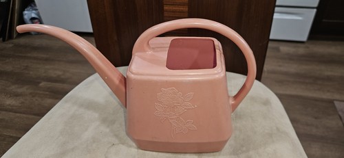 Misco Enterprises Vintage MCM Small Watering Can. Pink(ish), Florals, Plastic