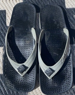 Sensi Sandals Wave Waterproof Flip Flops Square Toe Italy Women 8 Gr/bl RARE 80s