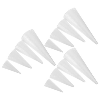 12Pcs White Foam Cone Forms for DIY Christmas Crafts Durable Polystyrene