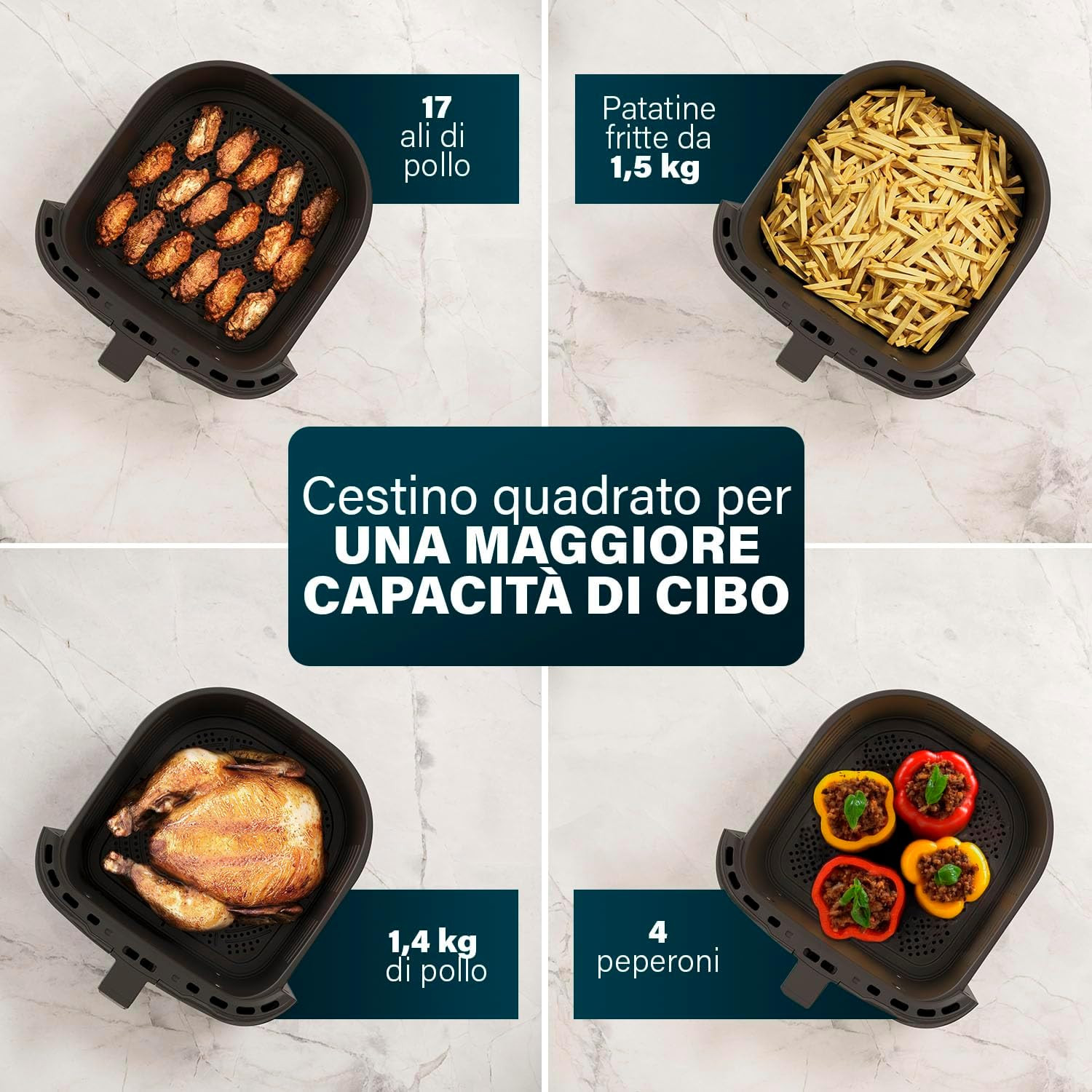 Friggitrice Ad Aria Digitale 6,5 L Con Separatore Rimovibile, 12 Programmi, Touc foto 6