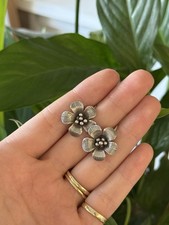 Hilltribe Rose Earrings Sterling Silver 3d Unusual Boho Jewellery Dainty Gift