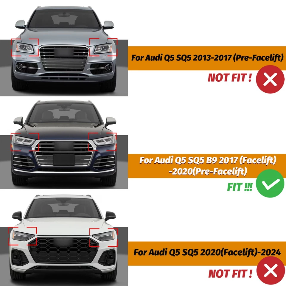 Parrilla de parachoques delantero estilo RSQ5 para Audi Q5 SQ5 B9 2017 2018-2020 Foto 2 de 4