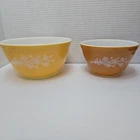 Vintage Pyrex Mixing Bowls Butterfly Gold II 401 And 402