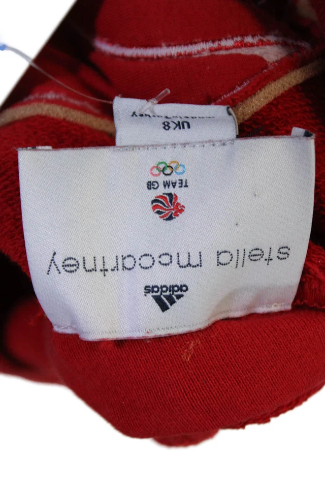 Adidas by Stella McCartney Womens Pullover Hoodie Sweater Red Cotton Size UK 8 - Image 4 of 4