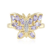 Cavill Tansanit Ring Silber 925 Sterling Vergoldet Schmetterling 0,82Ct-