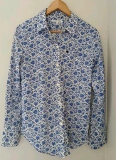 Alex Mill Standard Ikat Heart Button Front Top Size XS Blue Work Cotton