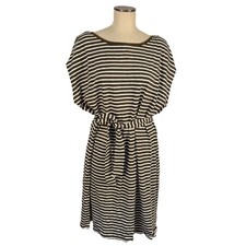 Talbots Chirping Stripe Belted Knit Shift Dress Green White Size 3XP Cotton