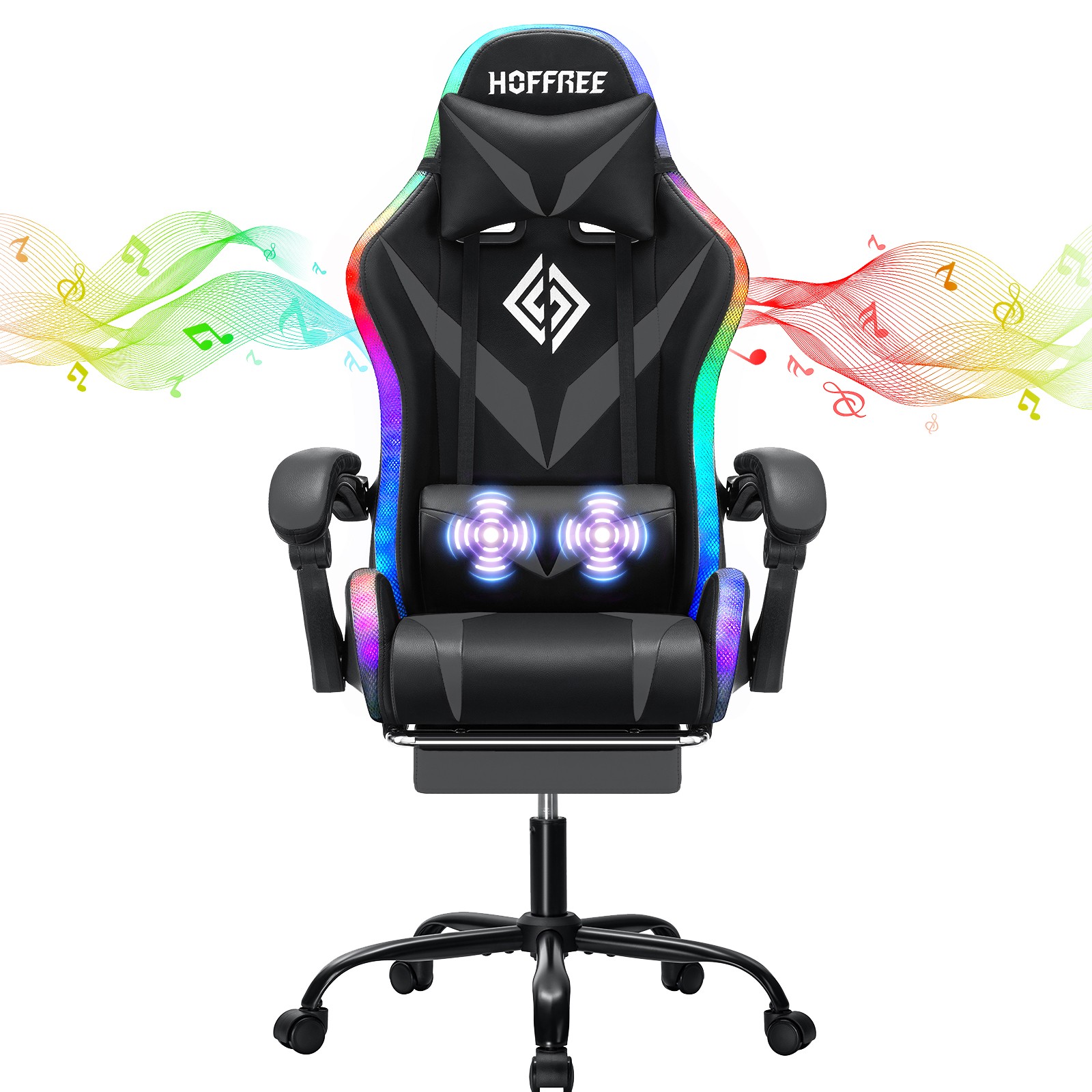With Bluetooth Speakers Massage Ergonomic High Back & Footrest