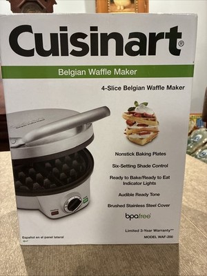 Cuisinart WAF-200 4-Slice Belgian Waffle Maker Gray NEW IN OPEN BOX. UNUSED