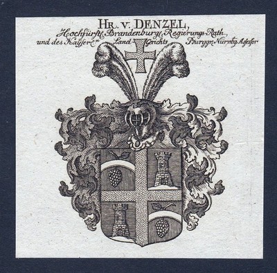 1820 Denzel Wappen Adel coat of arms heraldry Heraldik Kupferstich engraving