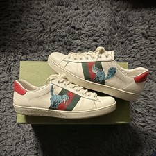Gucci Men's Freya Hartas Ace Sneaker White Leather, Size US 9.5 With Box Clean