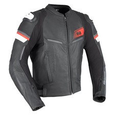 Oxford Cypher 1.0 Leather Motorbike Motorcycle Jacket - Black / White / Red