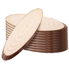 10 PCS Oval Natural Wood Slices, 10 inch Unfinished Natural Wood Pieces with ...