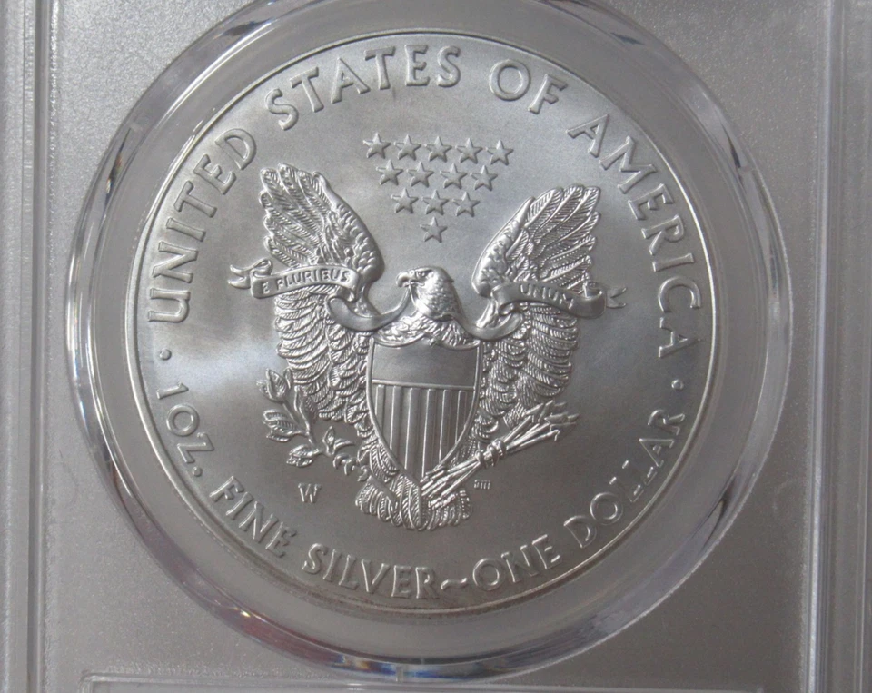 US 2012 W BURNISHED SILVER American Eagle $1 Dollar Signed Edmund Moy PCGS SP70 - Image 4 of 4