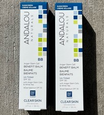 2 Boxes Andalou Naturals Argan Stem Cell Benefit Balm SPF30 No Tint Exp 11/25