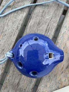 Small Blue studio ‘Langley D’ pottery Ocarina Musical Instrument 6 Holes