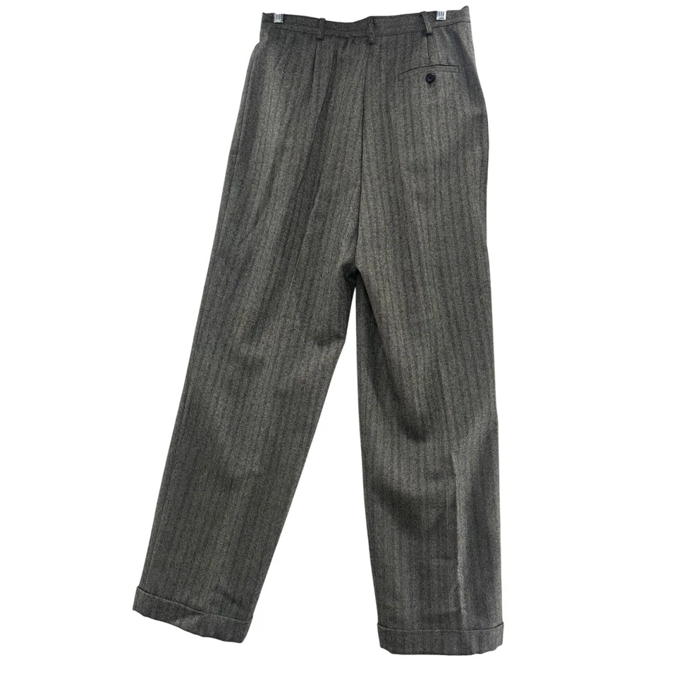 Pantalones de vestir para mujer Lauren Ralph Lauren gris espiga mezcla de lana talla 12 Foto 2 de 4