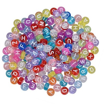 200 Stück Runde Acryl Gemischte Farben Alphabet Lose Abstandhalter