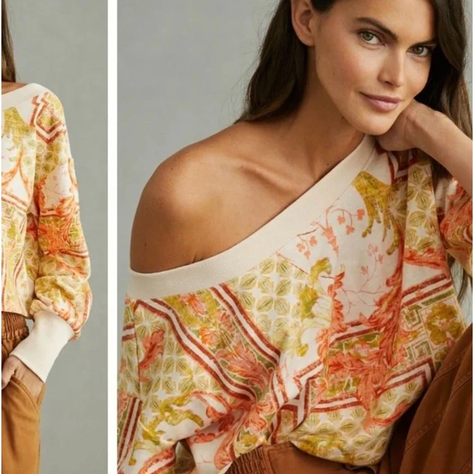Moletom ANTHROPOLOGIE x DAILY PRACTICE Cropped Off Shoulder Laranja Tamanho G {3W5} - Imagem 2 de 4