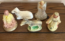 Lot 5 Assorted Vintage Christmas Nativity Figures Composition Chalkware Italy