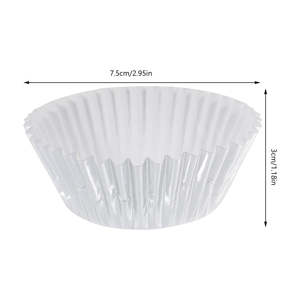 100 Pcs Stampo Muffin Pirottini Argento Per Cupcake Cuppa Di Torta - Immagine 4 di 4