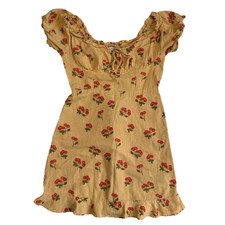 Urban Outfitters Magpie Dress Womens Small Cherry Print 100% Cotton Peasant Top