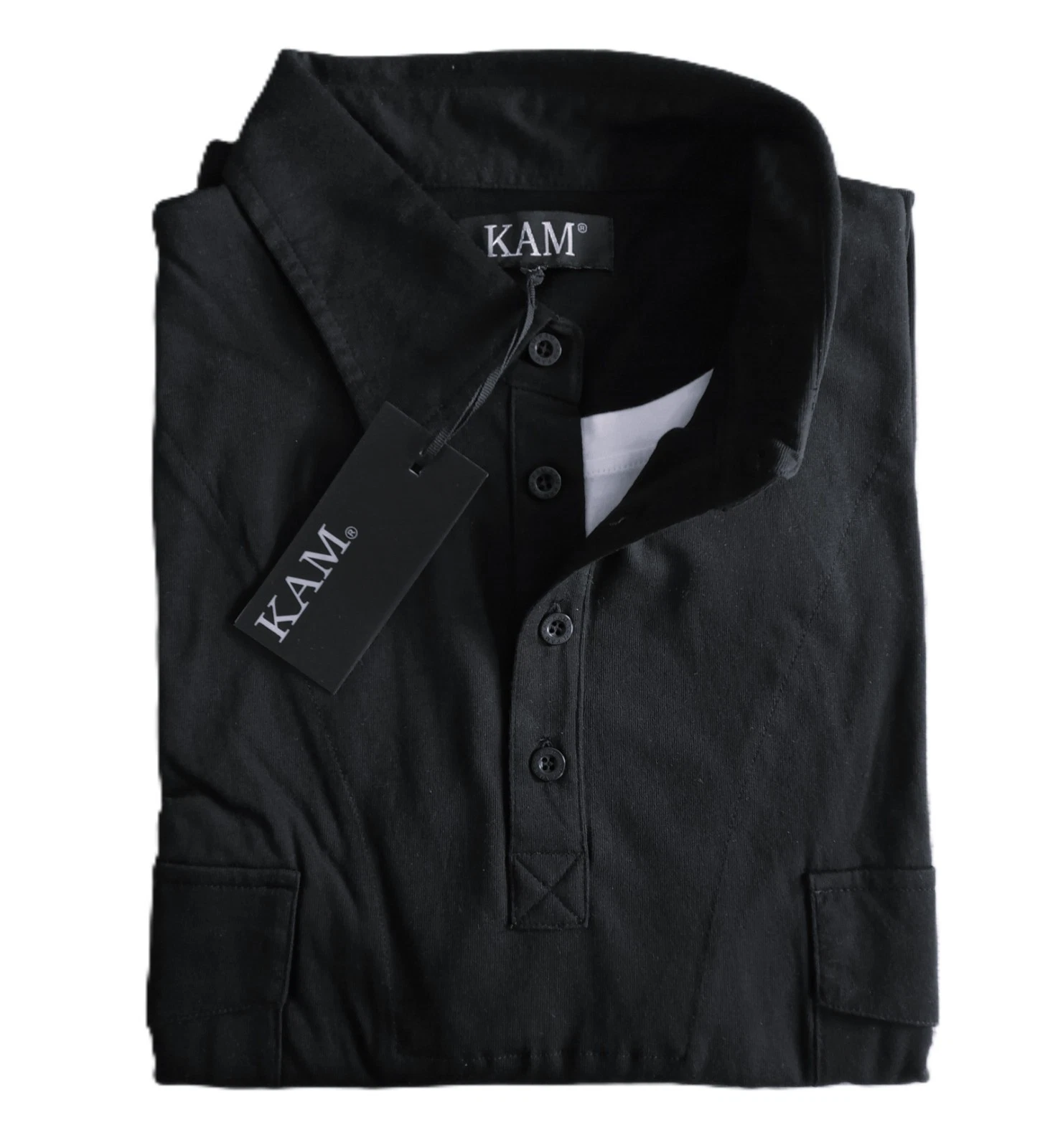 NEW Big Size Vintage Look Kam Black Polo With Under Tee Effect 3XL 4XL 5XL 6XL