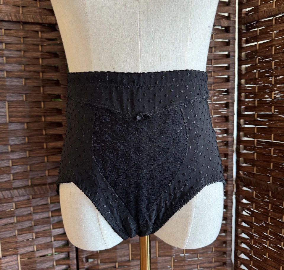 Talla 8 Vintage Años 90 Bragas Encantadas Pin Up Años 50 Calzoncillos Modelador Sissy Bragas Negras Foto 4 de 4