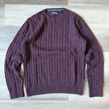BARBOUR - WOOL BLEND Cable Knit Mens Medium Flawless Pullover Sweater Maroon