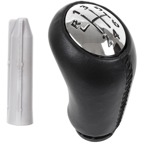 Renault Captur I 6-Gang-Schaltknauf, Schwarzes Leder + Chrom + Adapter / Schaltk-image