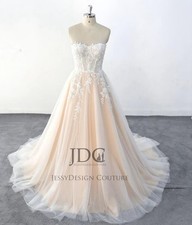 Ivory Lace Wedding Dress Bridal Gown Champagne 32-60 Plus Size Off Shoulder