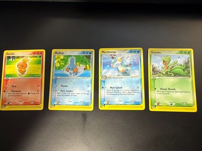 EX Ruby and Sapphire Starter Trio Lot Torchic Mudkip Treecko Marshtomp NM to HP