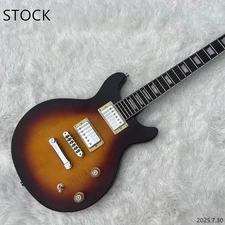 Eelctric guitar Double cut shape Black edge burst flame top no pickguard 2 pots